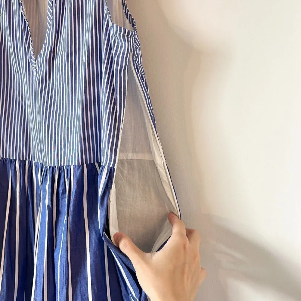 J. Crew Sleeveless Tiered Popover Dress in Mixed Stripe Size XS NWOT